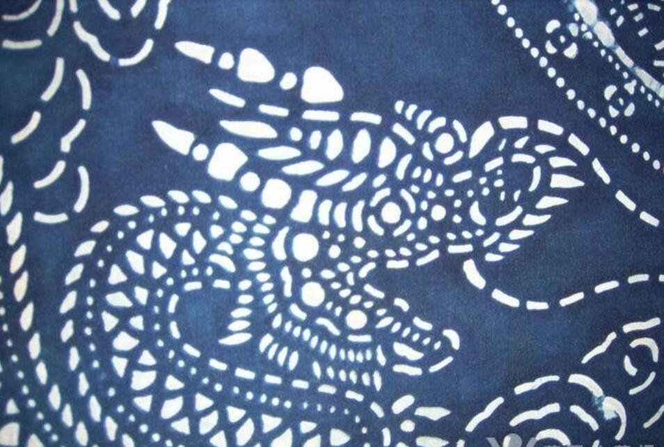 晚清蓝印花布龙纹