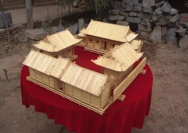 高粱杆艺术品 古建筑